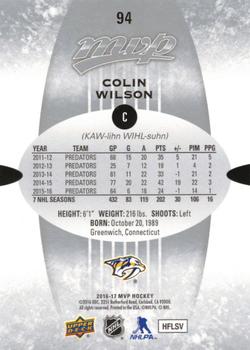 2016-17 Upper Deck MVP - Silver Script #94 Colin wilson Back