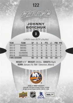 2016-17 Upper Deck MVP - Silver Script #122 Johnny Boychuk Back