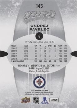 2016-17 Upper Deck MVP - Silver Script #145 Ondrej Pavelec Back