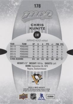 2016-17 Upper Deck MVP - Silver Script #178 Chris Kunitz Back