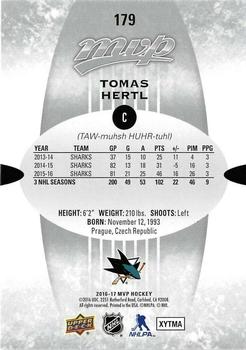 Tomas Hertl autographed hockey card (San Jose Sharks) 2016 Upper Deck MVP  #179