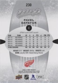 2016-17 Upper Deck MVP - Silver Script #230 Pavel Datsyuk Back