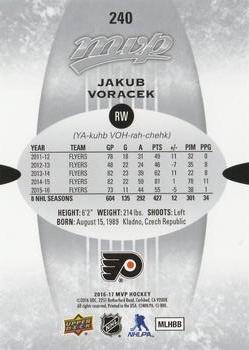2016-17 Upper Deck MVP - Silver Script #240 Jakub Voracek Back