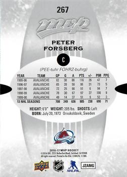2016-17 Upper Deck MVP - Silver Script #267 Peter Forsberg Back