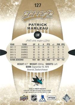 2016-17 Upper Deck MVP - Gold Script #127 Patrick Marleau Back