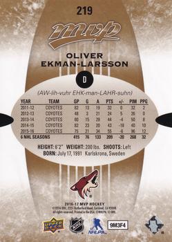 2016-17 Upper Deck MVP - Gold Script #219 Oliver ekman-Larsson Back