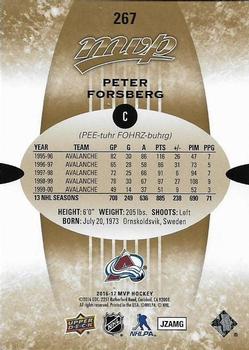 2016-17 Upper Deck MVP - Gold Script #267 Peter Forsberg Back