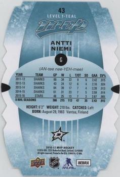 2016-17 Upper Deck MVP - Colors and Contours #43 Antti Niemi Back