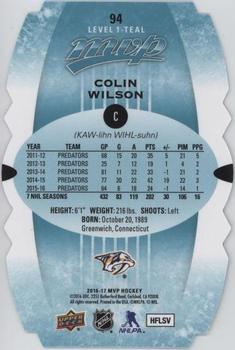 2016-17 Upper Deck MVP - Colors and Contours #94 Colin wilson Back