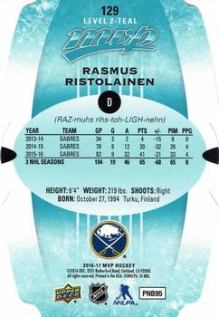 2016-17 Upper Deck MVP - Colors and Contours #129 Rasmus Ristolainen Back