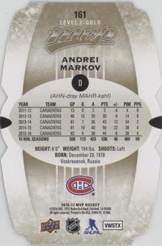 2016-17 Upper Deck MVP - Colors and Contours #161 Andrei Markov Back
