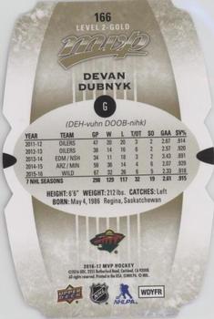 2016-17 Upper Deck MVP - Colors and Contours #166 Devan Dubnyk Back