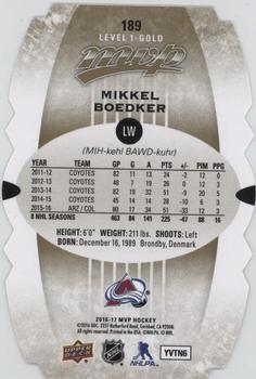 2016-17 Upper Deck MVP - Colors and Contours #189 Mikkel Boedker Back