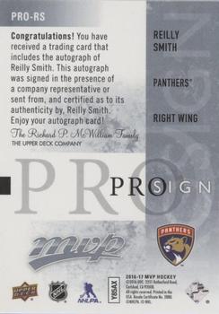 2016-17 Upper Deck MVP - Pro Sign #PRO-RS Reilly Smith Back