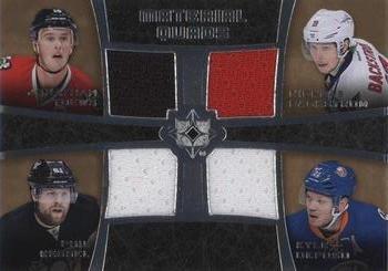 2015-16 Upper Deck Ultimate Collection - Materials Quads #MC4-06DR Jonathan Toews / Nicklas Backstrom / Phil Kessel / Kyle Okposo Front