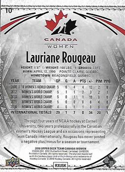 2016 Upper Deck Team Canada Juniors #10 Lauriane Rougeau Back