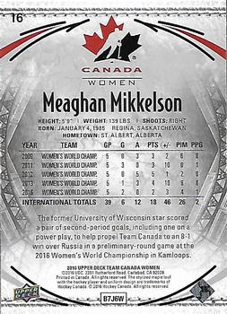 2016 Upper Deck Team Canada Juniors #16 Meaghan Mikkelson Back