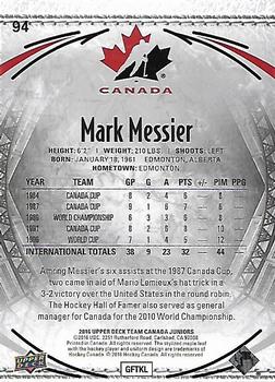 2016 Upper Deck Team Canada Juniors #94 Mark Messier Back