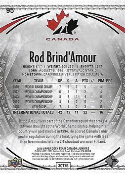 2016 Upper Deck Team Canada Juniors #95 Rod Brind'Amour Back