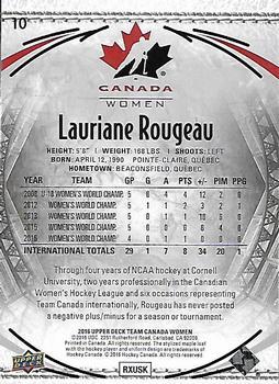2016 Upper Deck Team Canada Juniors - Gold #10 Lauriane Rougeau Back
