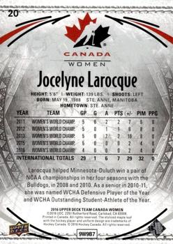 2016 Upper Deck Team Canada Juniors - Exclusives #20 Jocelyne Larocque Back