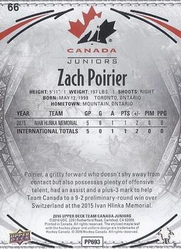 2016 Upper Deck Team Canada Juniors - Exclusives #66 Zach Poirier Back