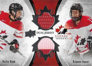 2016 Upper Deck Team Canada Juniors - Material Duos #TCD-BJ Bailey Bram/Brianne Jenner Front