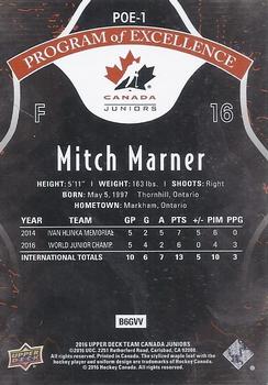 2016 Upper Deck Team Canada Juniors - Program of Excellence #POE-1 Mitch Marner Back