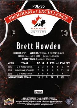 2016 Upper Deck Team Canada Juniors - Program of Excellence #POE-35 Brett Howden Back