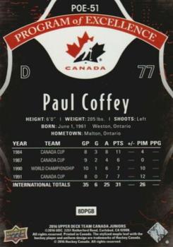 2016 Upper Deck Team Canada Juniors - Program of Excellence #POE-51 Paul Coffey Back