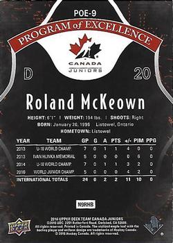 2016 Upper Deck Team Canada Juniors - Program of Excellence Rainbow Gold #POE-9 Roland McKeown Back