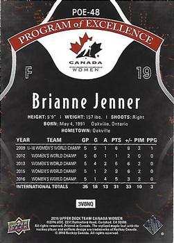 2016 Upper Deck Team Canada Juniors - Program of Excellence Rainbow Gold #POE-48 Brianne Jenner Back