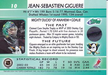 2003-04 Topps eTopps #10 Jean-Sebastien Giguere Back