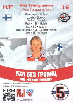 2012-13 Sereal KHL All-Star Game - KHL Without Borders #WB2-015 Jani Tuppurainen Back