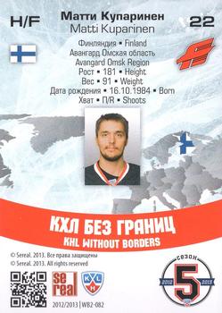 2012-13 Sereal KHL All-Star Game - KHL Without Borders #WB2-082 Matti Kuparinen Back