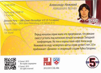 2012-13 Sereal KHL All-Star Game - Celebration #CEL-006 Aleksandrs Nizivijs Back