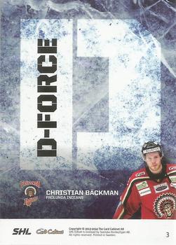 2013-14 SHL Elitset - D-Force #3 Christian Bäckman Back
