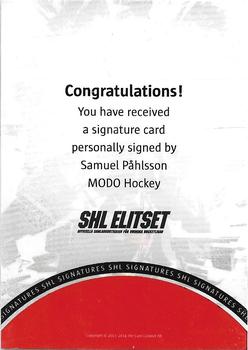 2013-14 SHL Elitset - SHL Signature #17 Samuel Påhlsson Back