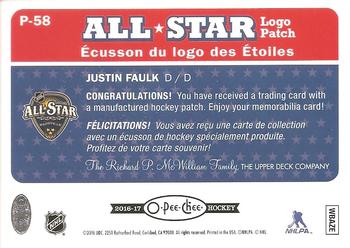 2016-17 O-Pee-Chee - Manufactured Patch Relics #P-58 Justin Faulk Back