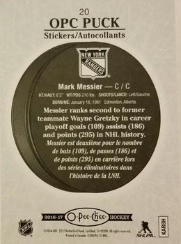 2016-17 O-Pee-Chee - Puck Stickers #20 Mark Messier Back