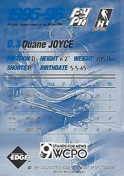 1995-96 Edge Ice Cincinnati Cyclones (IHL) #NNO Duane Joyce Back