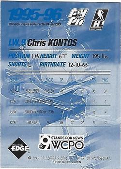 1995-96 Edge Ice Cincinnati Cyclones (IHL) #NNO Chris Kontos Back