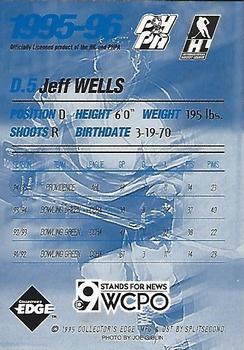 1995-96 Edge Ice Cincinnati Cyclones (IHL) #NNO Jeff Wells Back