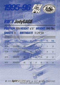1995-96 SplitSecond Rochester Americans (AHL) #NNO Jody Gage Back