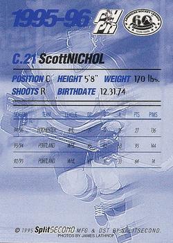 1995-96 SplitSecond Rochester Americans (AHL) #NNO Scott Nichol Back
