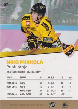 2016-17 Cardset Finland #063 Niko Mikkola Back