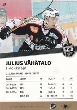 2016-17 Cardset Finland #167 Julius Vähätalo Back