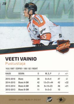 2016-17 Cardset Finland #270 Veeti Vainio Back