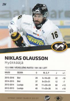 2016-17 Cardset Finland #284 Niklas Olausson Back