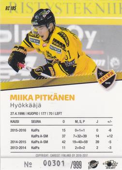 2016-17 Cardset Finland - Rookie Series 1 #RC 185 Miikka Pitkänen Back